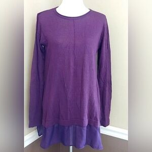 Staccato Plum Purple Waffle Knit Tunic Shirt Hem Loose Fit Modcloth Top S-M NEW
